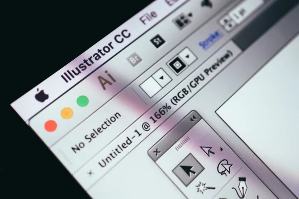 Yunanistan, Kavala - 15 Ocak 2018: Adobe Illustrator uygulamasını bir ekranda MacBook, yakın çekim.