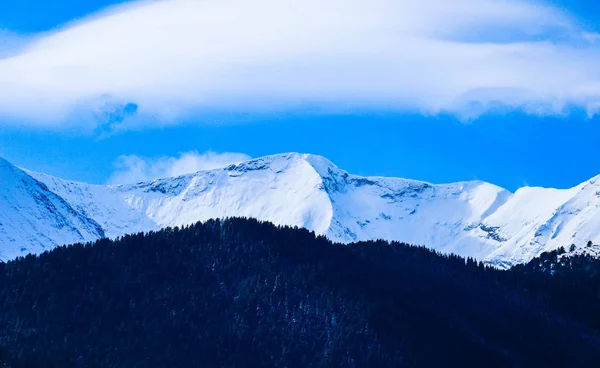 Montanha Neve Pico Belo Cenário Inverno Natural Gelo Topo Colina — Fotografia de Stock