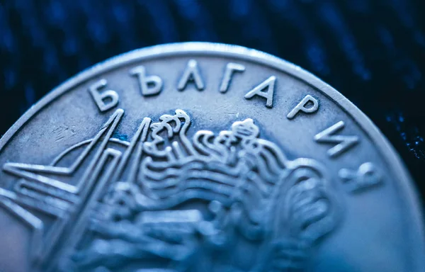 ブルガリアのお金 Nato の記念コイン レフ通貨 マクロの表示 ブルガリア概念のビジネス — ストック写真