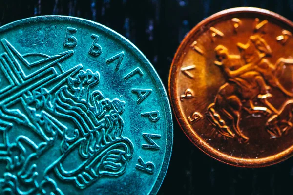 ブルガリアのお金 金属のコイン レフ通貨 マクロの表示 ブルガリア概念のビジネス — ストック写真