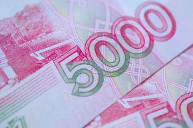 Rus banknot tasarım, 5000 bin ruble, makro görünümü.