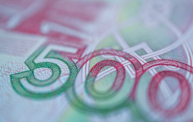 Rus banknot tasarım, 5000 bin ruble, makro görünümü.