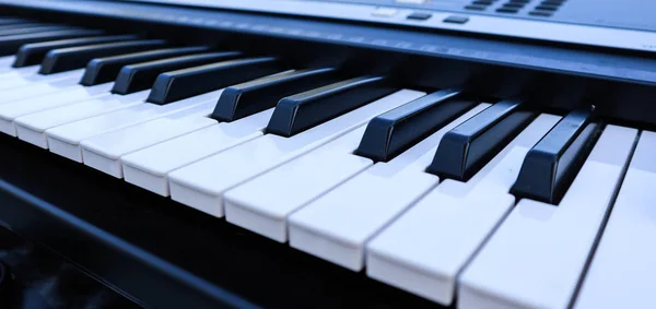 Klavier Musikkonzept Keyboard Hautnah Klaviertastatur Makroansicht Hintergrund Für Musikinstrumente — Stockfoto