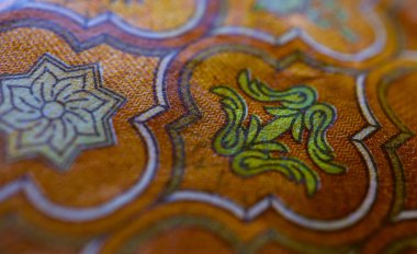 Makedonya para birimi denar, banknot desen arka plan kapatın. Makedon denari kağıt para, makro görünümü kadar yakın fotoğraf gösteriyor.