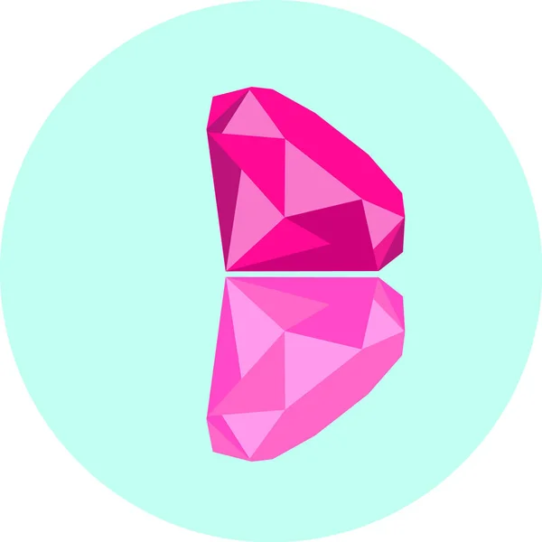 Rosa Diamant Symbol Mit Reflexion Schöne Rubin Illustration Luxus Brillant — Stockvektor