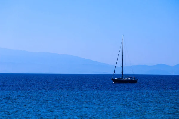 Grecia Cubierta Grande Del Barco Del Ferry Mar Mediterráneo Luz — Foto de Stock