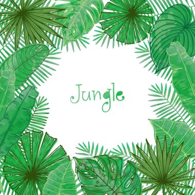Tropikal yapraklı çerçeve
