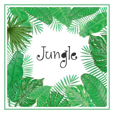 Tropikal yapraklı çerçeve