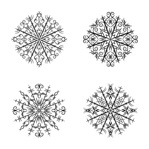 Conjunto de copos de nieve negros — Archivo Imágenes Vectoriales