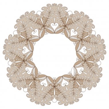 Bitki mandala çerçeve. Dekoratif desen. Vektör doodle arka plan.