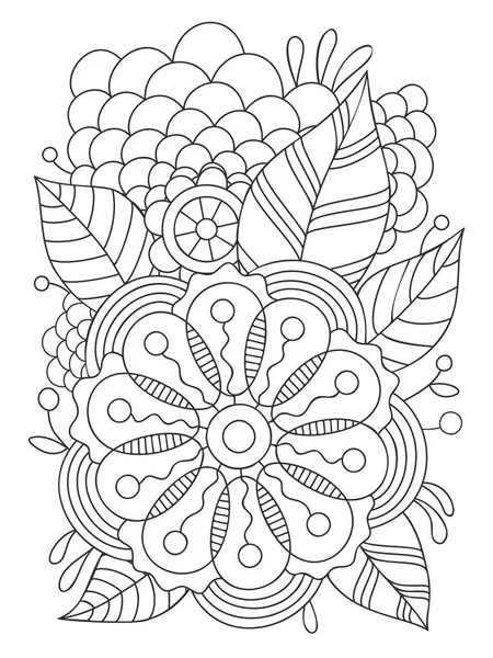 Carte avec un motif floral. Page de livre à colorier . — Image vectorielle