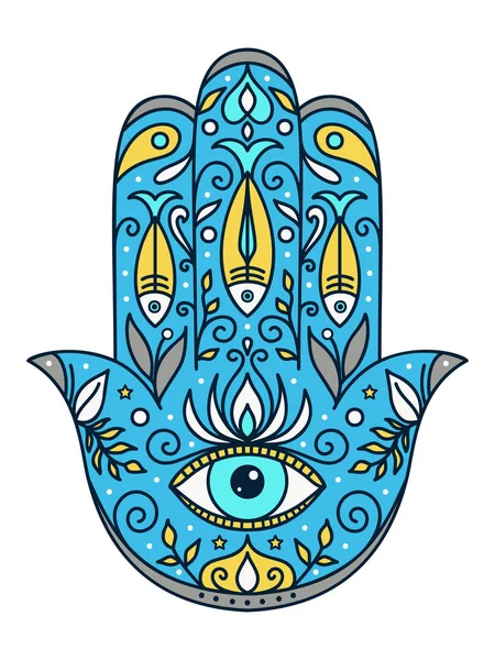 Hamsa beyaz bir arka plan üzerinde. Vektör çizimi.