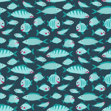 Dekorasyon tasarımı için dikişsiz desen sevimli balık.