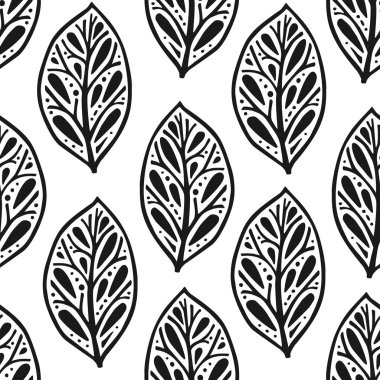 İskandinav tarzı çiçek ve yaprakları ile vektör seamless modeli