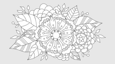 Çiçek desenli kart. Boyama Kitabı Sayfası.