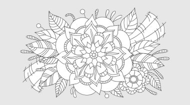 Çiçek desenli kart. Boyama Kitabı Sayfası.