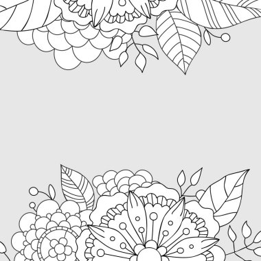 Çiçek desenli kart. Boyama Kitabı Sayfası.