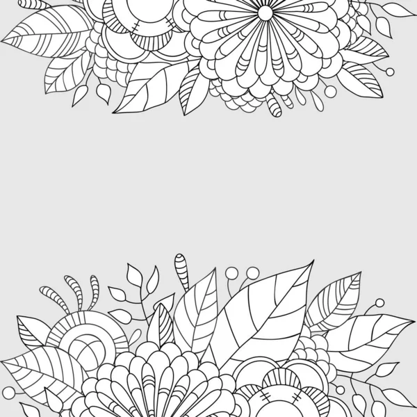 Carte avec un motif floral. Page de livre à colorier . — Image vectorielle