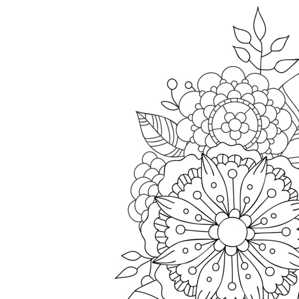 Carte avec un motif floral. Page de livre à colorier . — Image vectorielle