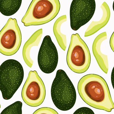 Avokado dikişsiz desenli bir resim. Yaz dönemi. Vektör tasarımı.