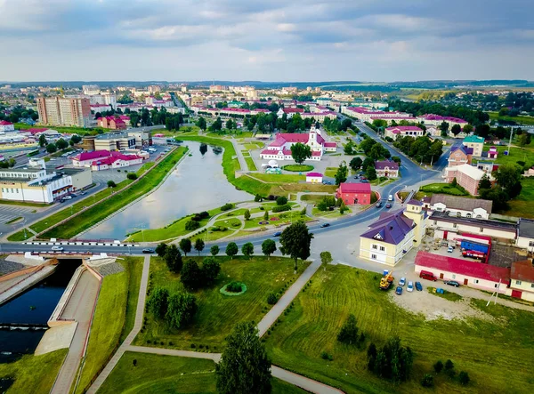 Vista aérea do centro histórico da cidade em Orsha Belarus — Fotografia de Stock