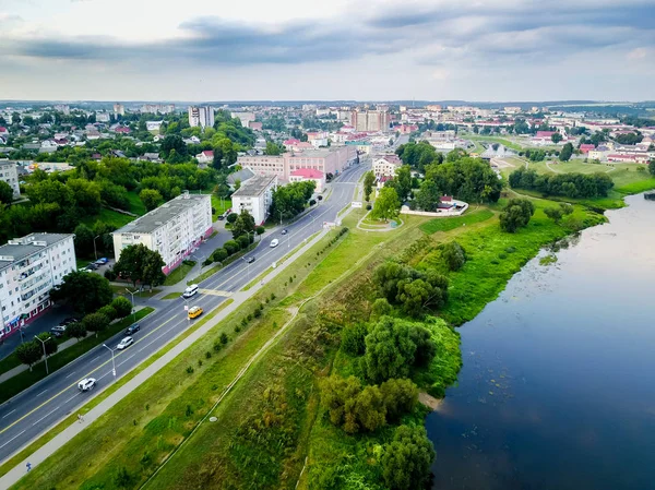 Drone Погляду Дніпра Протікає Через Орша Білорусі — стокове фото