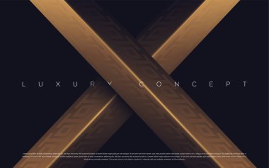 Lüks koyu altın külçe desen, altın çizgiler ve daireler ile siyah prim arka plan. Kurumsal kimlik, afiş, afiş, davet kartı, broşür, el ilanı vb için zengin arka plan...