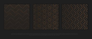 Vector set of design elements, labels and frames for packaging for luxury products in trendy linear style. clipart
