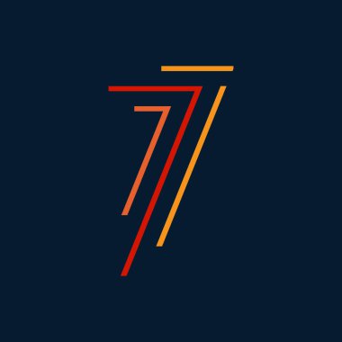 Yedi numaralı vektör yazı tipi alfabesi, benzersiz elemanları tasarımı için parlak renkli modern dinamik düz tasarım; logo, kurumsal kimlik, uygulama, yaratıcı poster ve daha fazlası 