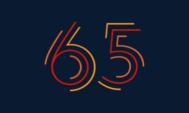 Sayı altmış beş vektör yazı tipi alfabe, benzersiz elemanları tasarımı için parlak renkli modern dinamik düz tasarım; logo, kurumsal kimlik, uygulama, yaratıcı poster ve daha fazlası 