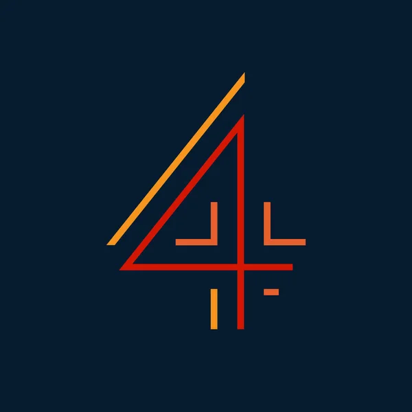 Number Four Vector Font Alphabet Modern Dynamic Flat Design Brilliant — Stock Vector