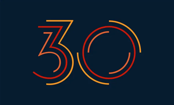 Sayı otuz vektör yazı tipi alfabe, benzersiz elemanları tasarımı için parlak renkli modern dinamik düz tasarım; logo, kurumsal kimlik, uygulama, yaratıcı poster ve daha fazlası 