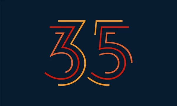 Number Thirty Five Vector Font Alphabet Modern Dynamic Flat Design — Stock Vector