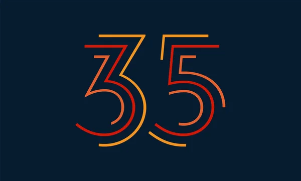 Sayı otuz beş vektör yazı tipi alfabe, benzersiz elemanları tasarımı için parlak renkli modern dinamik düz tasarım; logo, kurumsal kimlik, uygulama, yaratıcı poster ve daha fazlası 