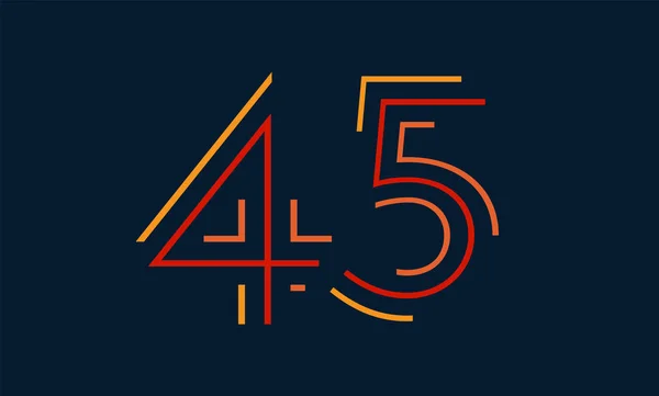 Sayı kırk beş vektör yazı tipi alfabe, benzersiz elemanları tasarımı için parlak renkli modern dinamik düz tasarım; logo, kurumsal kimlik, uygulama, yaratıcı poster ve daha fazlası 