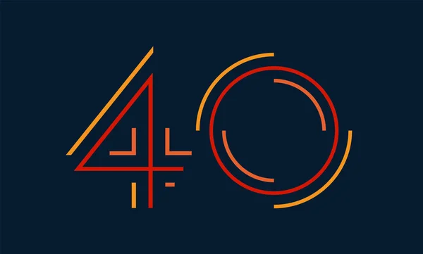 Sayı kırk vektör yazı tipi alfabe, benzersiz elemanları tasarımı için parlak renkli modern dinamik düz tasarım; logo, kurumsal kimlik, uygulama, yaratıcı poster ve daha fazlası 
