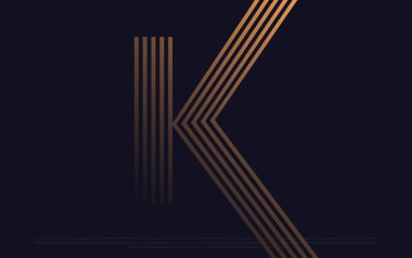 Lüks koyu K harfleri ve altın çizgileri ile siyah prim arka plan. Poster premium tasarımı için zengin arka plan. - Vektör