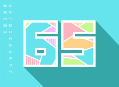 Şık renkli stilize retro pop art yıldönümü kutlama numaraları