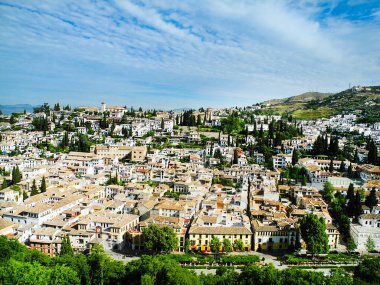 Granada panoramik manzarası, İspanya. Endülüs.                                