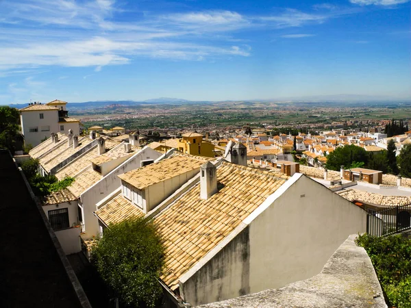 Albaicin, Old muslim quarter, district of Granada in Spain. Houses with orange tiling.