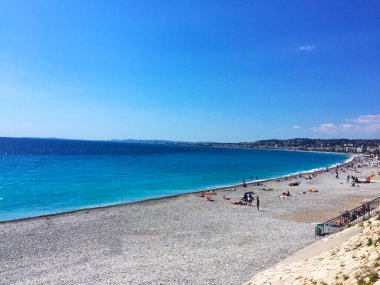 Güzel, güzel plaj, Fransız Rivierası, Cote d 'Azur veya Azure Sahili. 