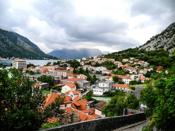 Aerial View Kotor City Unesco Heritage Montenegro Mediterranean Sea — Stock Photo, Image