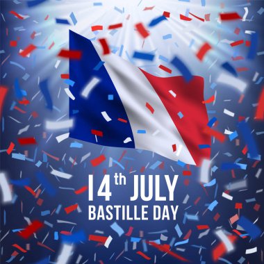 Mutlu Bastille günü kutlama afiş