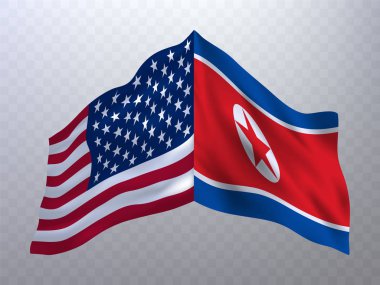 ABD ve Kuzey Kore bayrakları