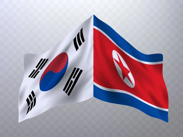 Banderas de Corea del Sur y Corea del Norte — Vector de stock