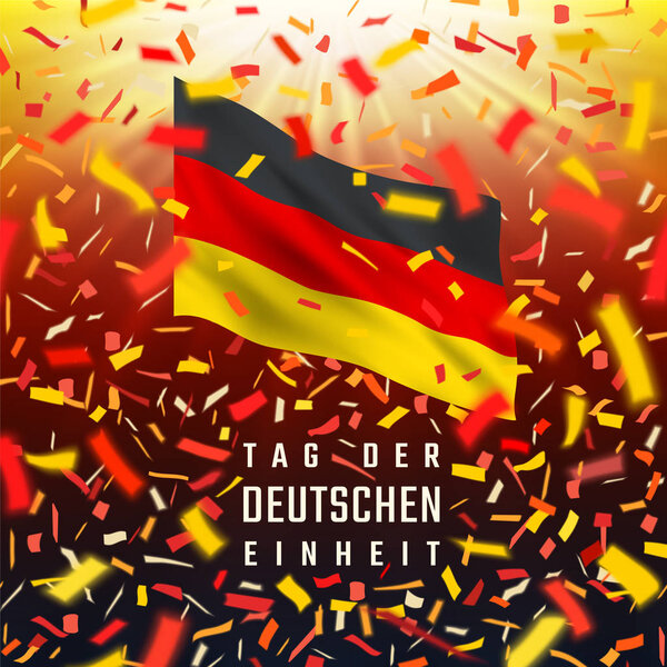 Germany Independence Day card with flag, confetti — Stock Vector