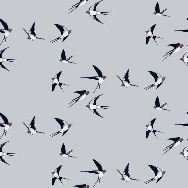 Sömlöst mönster med svalkande fåglar — Stock vektor