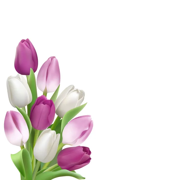Plantilla de tarjeta con tulipanes coloridos — Vector de stock