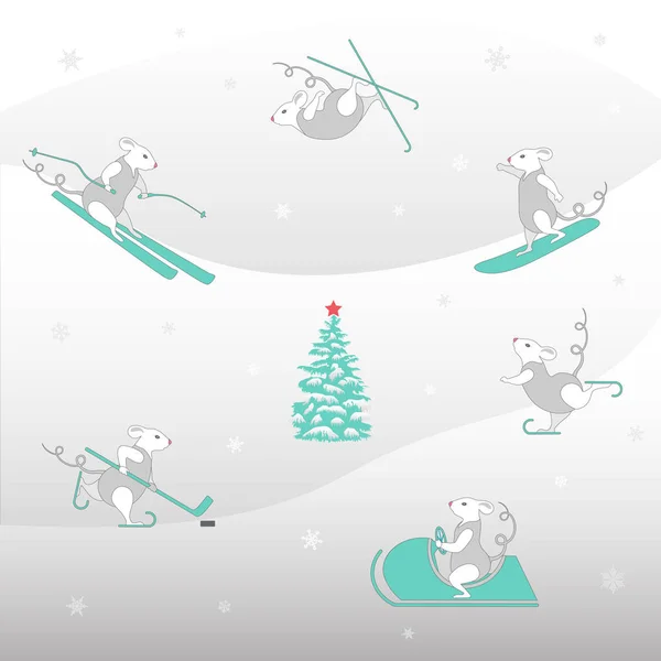 Векторное знамя зимнего спорта с простыми крысами . — стоковый вектор