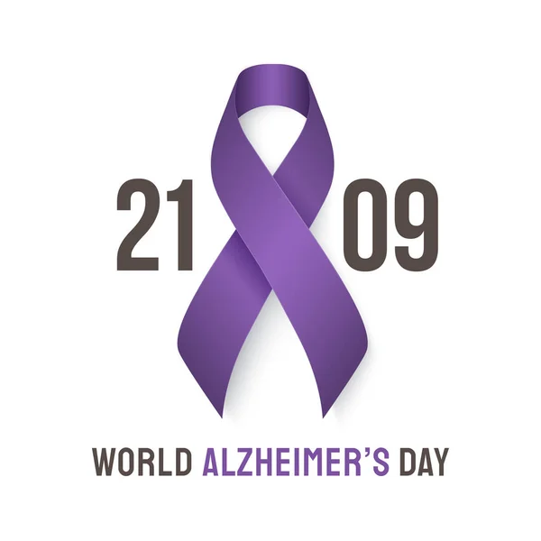 Banner Del Día Mundial Del Alzheimer Con Cinta Sobre Fondo — Vector de stock